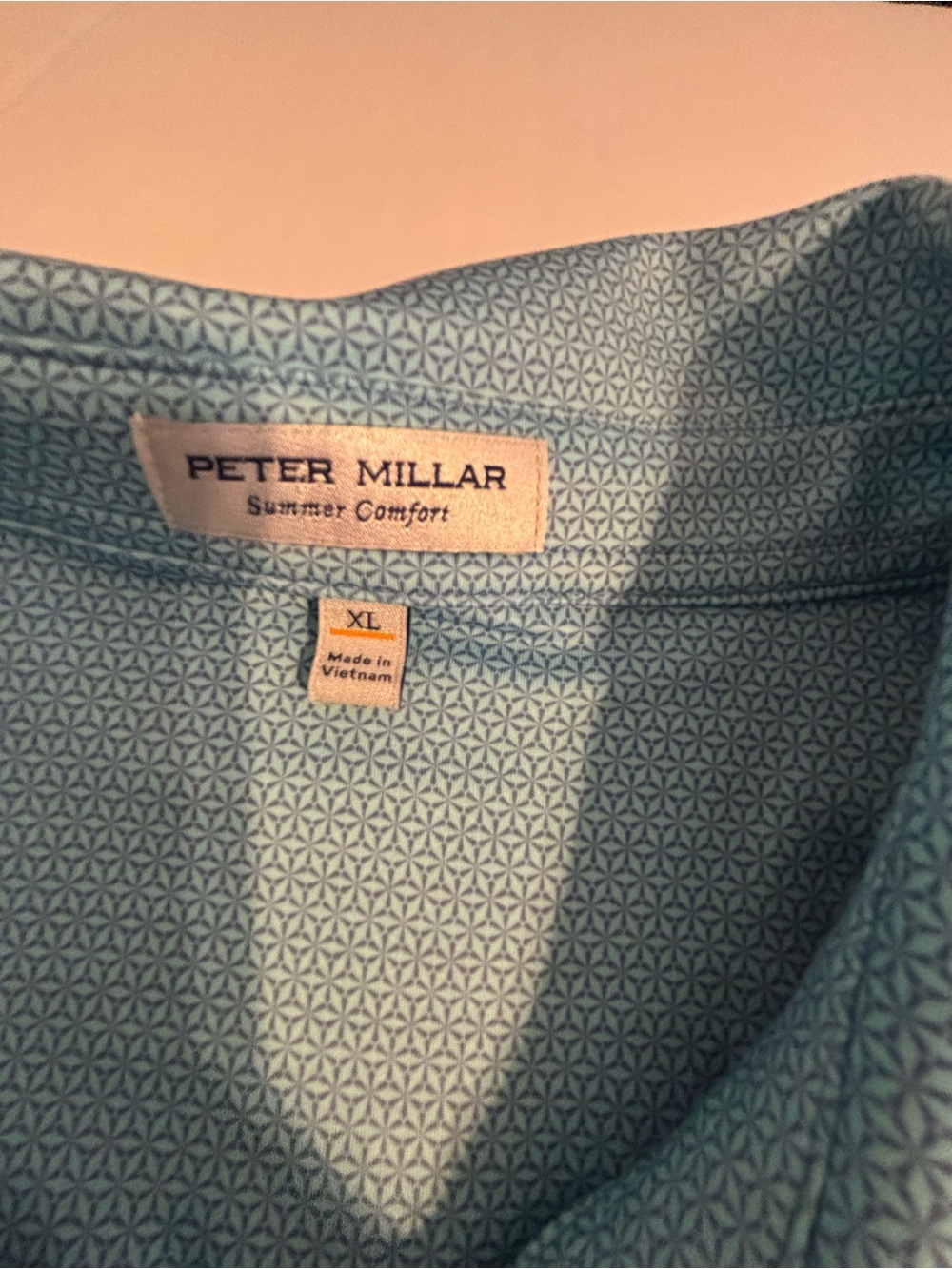 Peter Millar Light Blue Geometric Summer Shirt